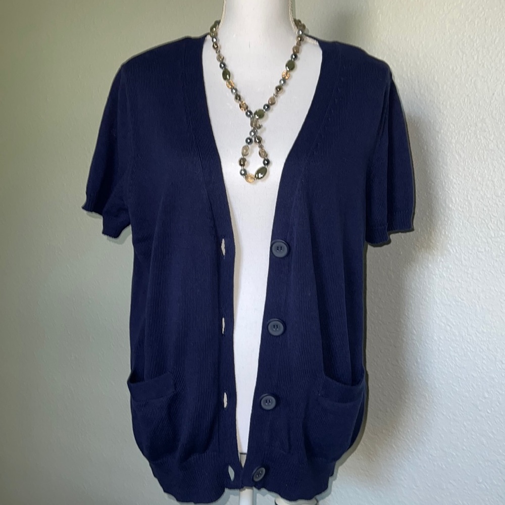 Navy Blue Cardigan Sweater, Size XL (16/18)